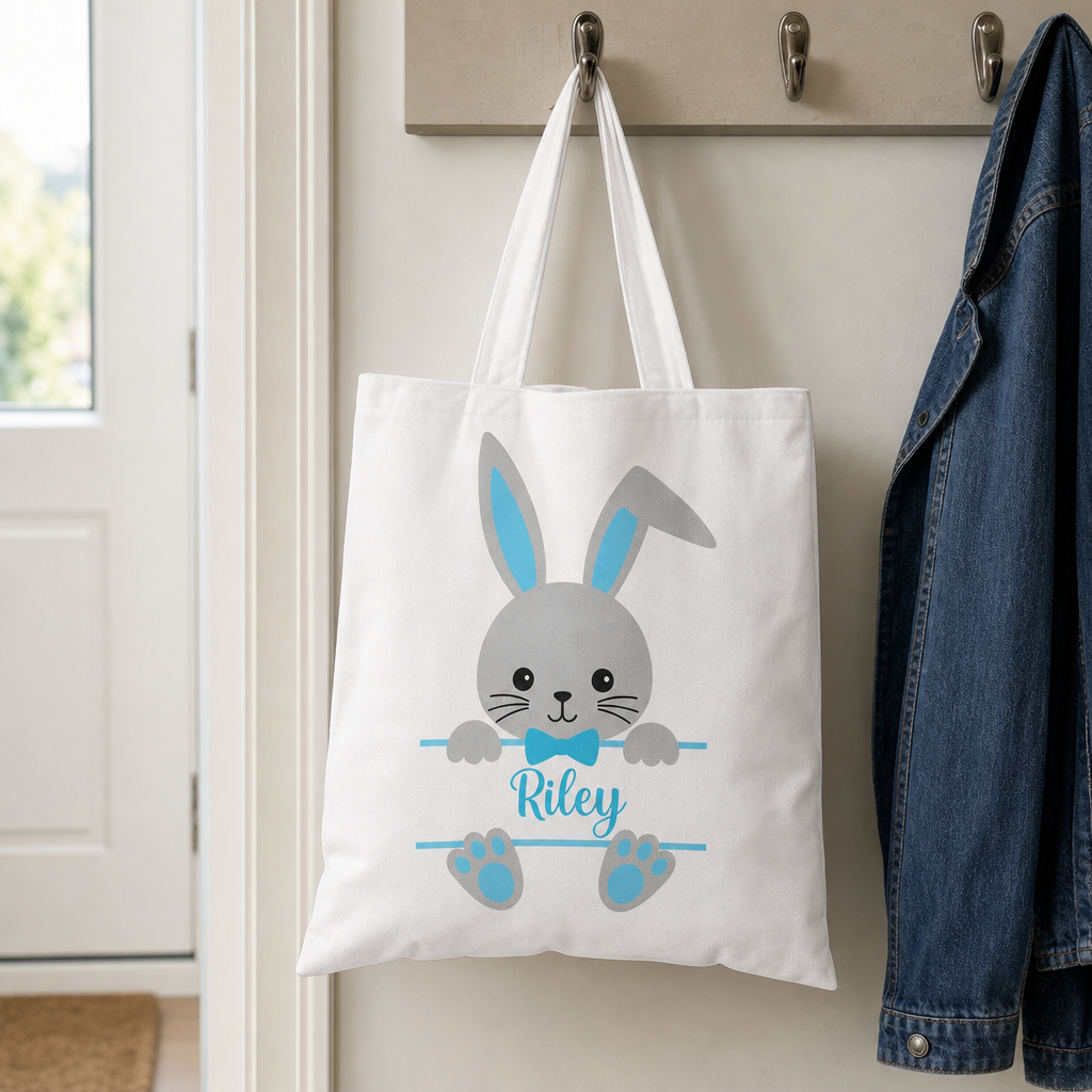 Personalised Bunny Initial Easter Tote Bag with Name