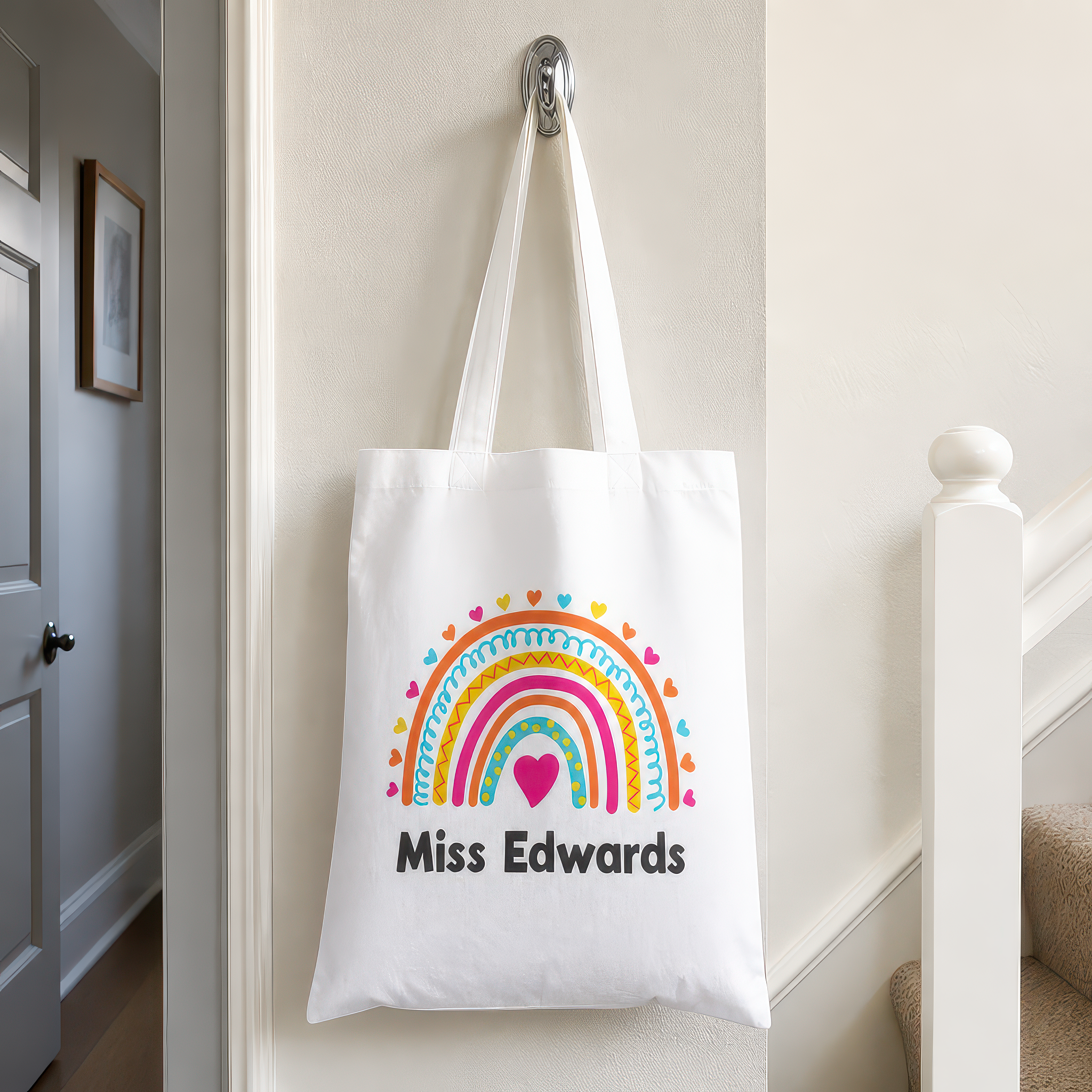 Personalised Teacher Apple Tote Bag with Name