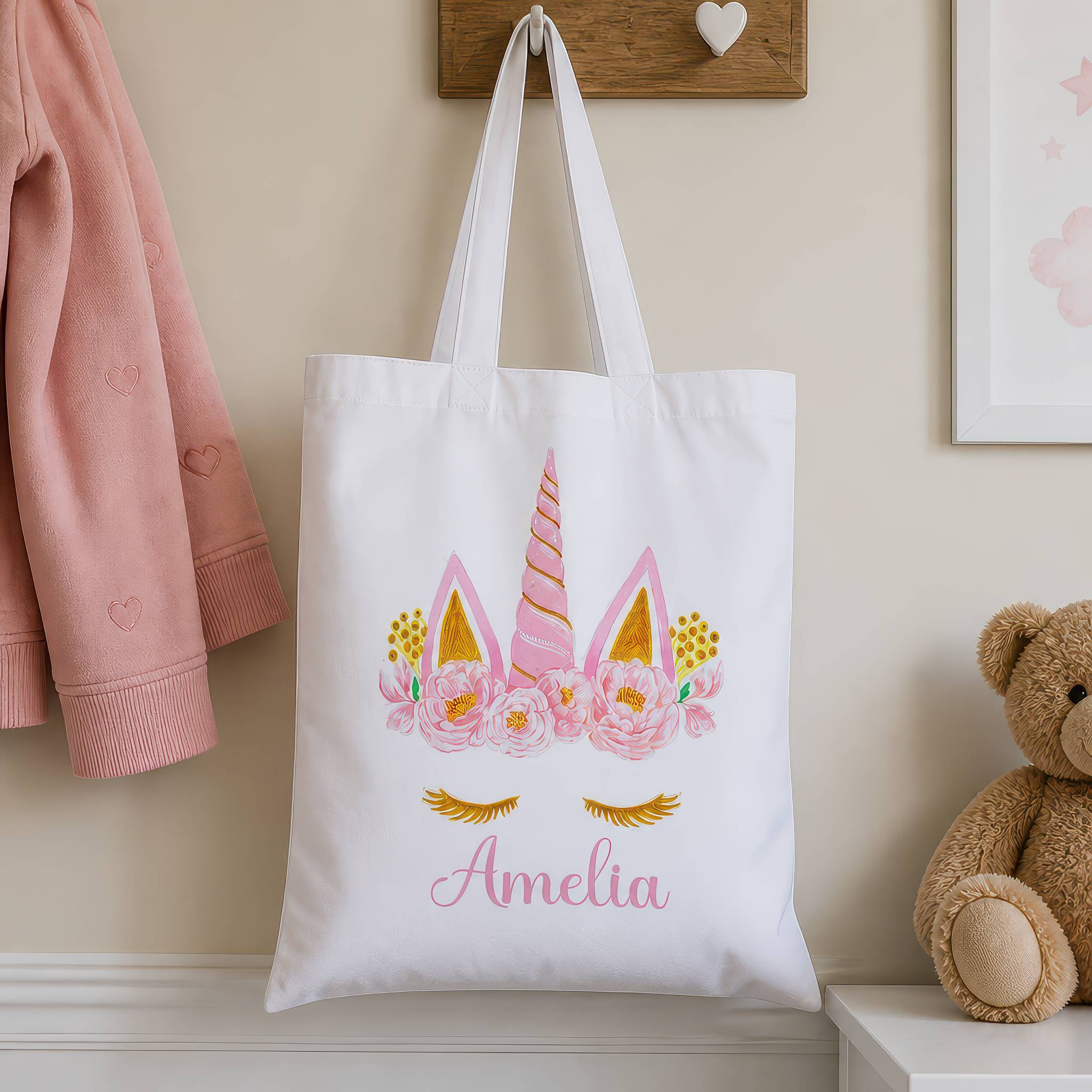 Personalised Unicorn Tote Bag with Name - alternative view