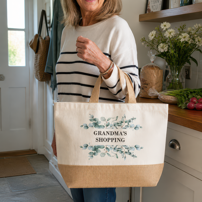 Personalised Mum Nanny Granny Nan Jute Bag with Name