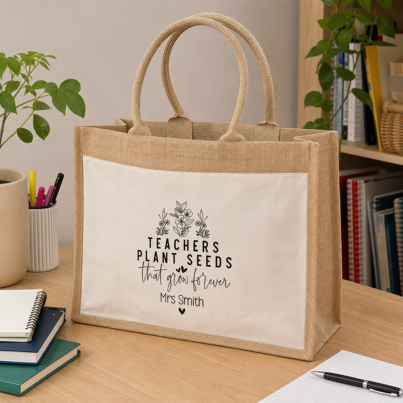 Personalised Multi Plant Seeds Jute Tote Bag with Name - alternative view