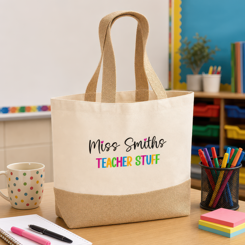 Personalised Bright Jute Tote Bag with Name - alternative view