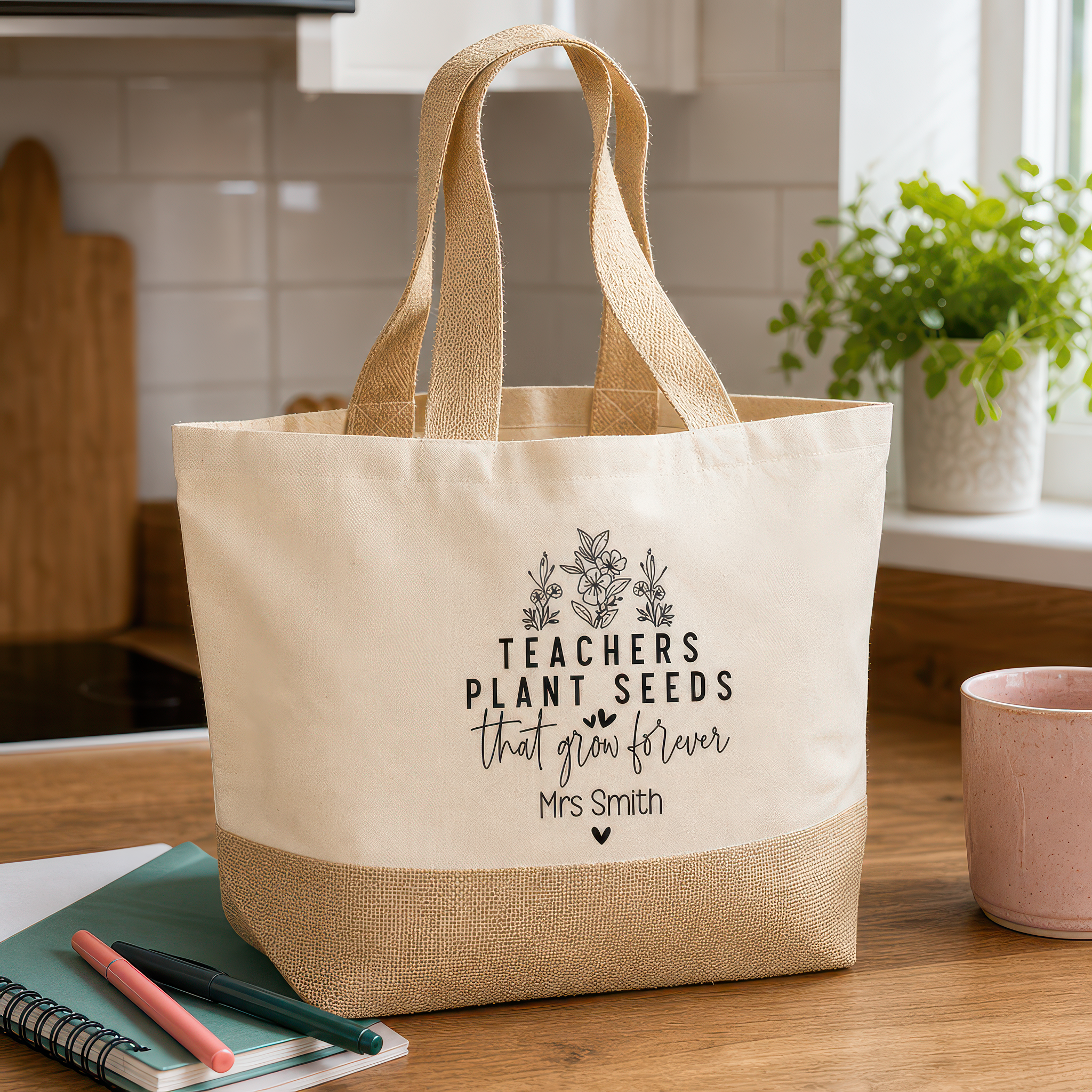 Personalised Plant Seeds Jute Tote Bag with Name - alternative view