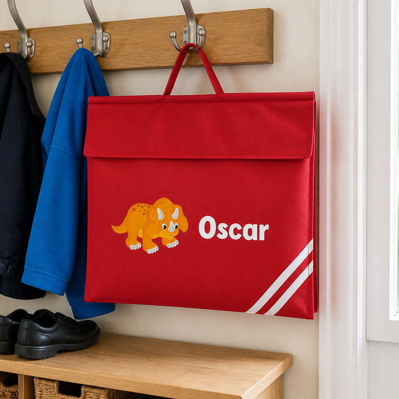 Personalised Triceratops Dinosaur School Book Bag with Name