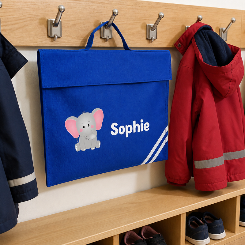 Personalised Elephant School Book Bag with Name