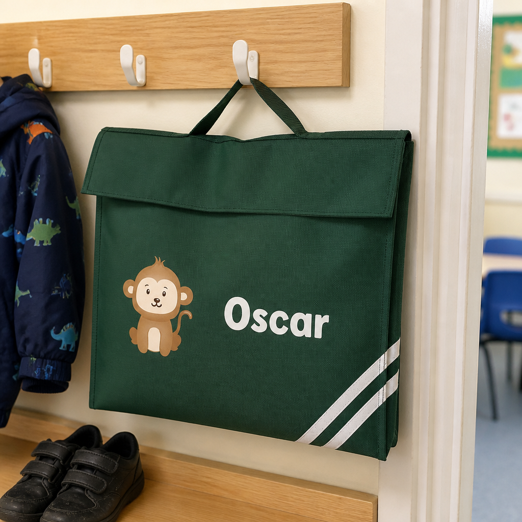 Personalised Cartoon Monkey School Book Bag with Name