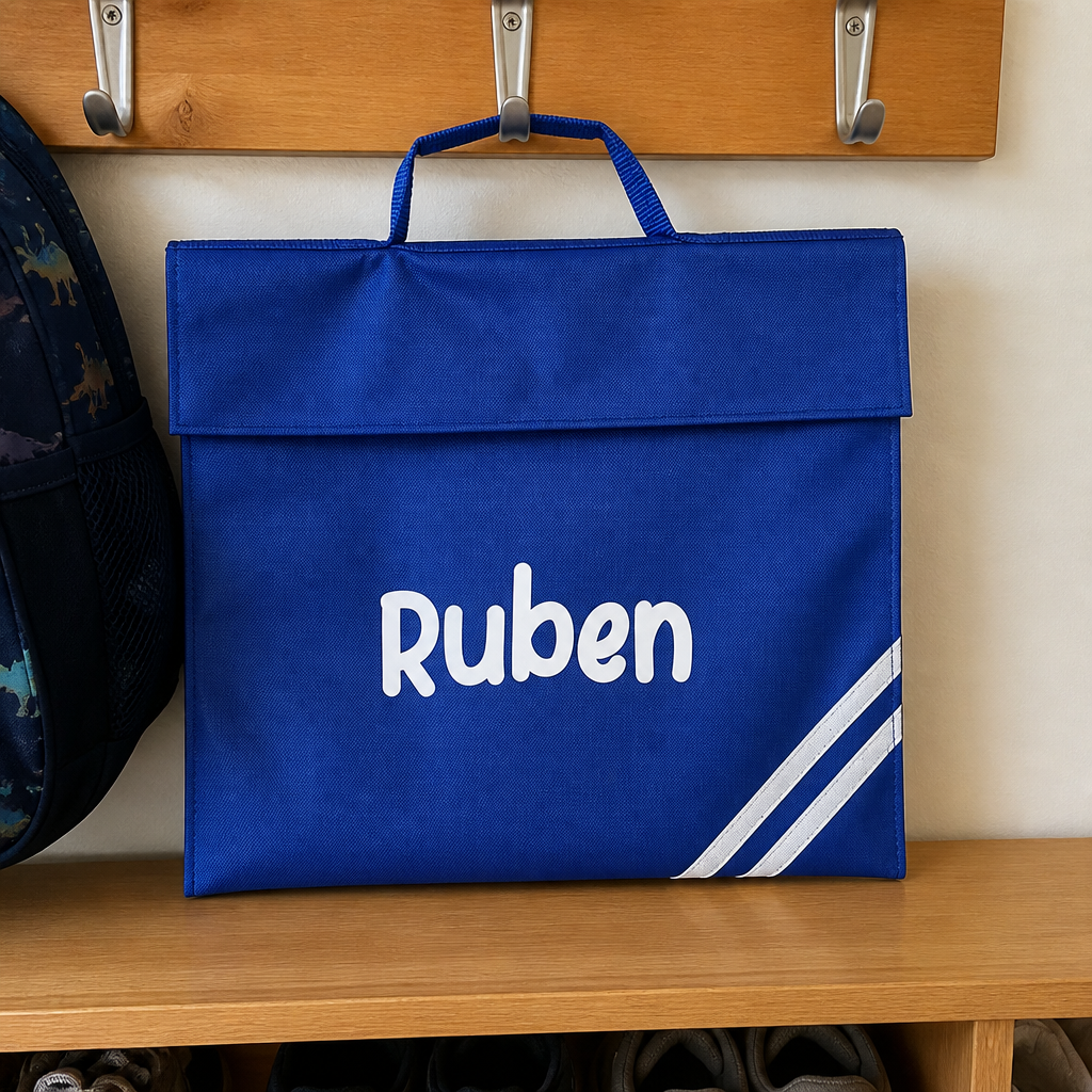 Personalised Blue Diagonal Stripe School Book Bag with Name