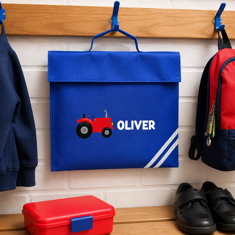 Personalised Tractor Graphic School Book Bag with Name