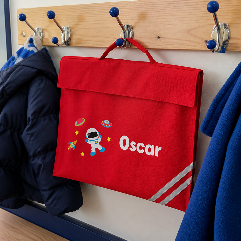 Personalised Space Theme School Book Bag with Name