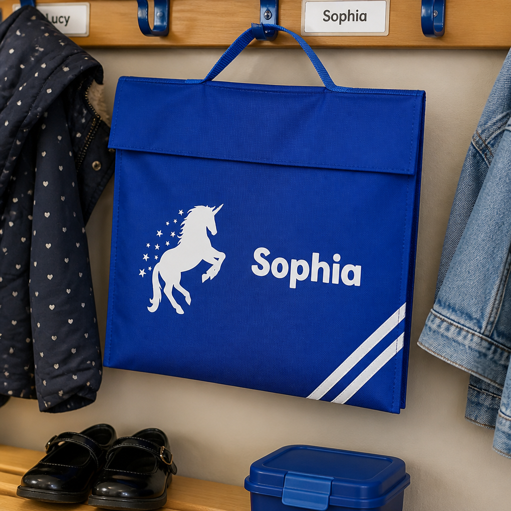 Personalised Unicorn with Stars School Book Bag with Name