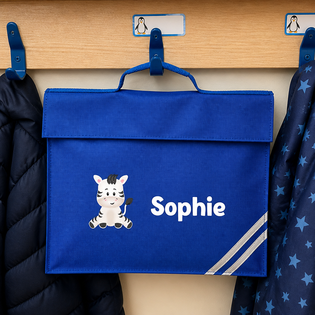 Personalised Cute Zebra School Book Bag with Name