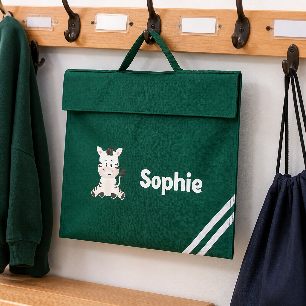 Personalised Zebra School Book Bag with Name