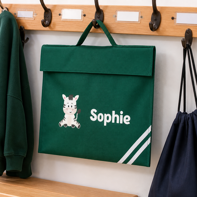 Personalised Zebra School Book Bag with Name