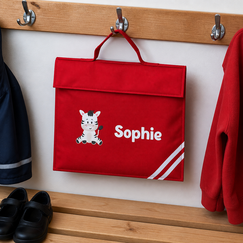 Personalised Cartoon Zebra School Book Bag with Name