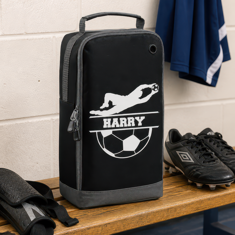Personalised Goalkeeper Kids Boot Bag with Name - Black - alternative view