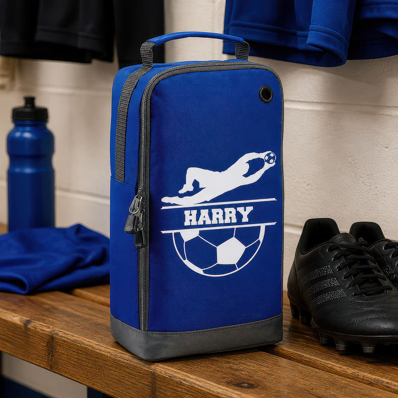 Personalised Goalkeeper Kids Boot Bag with Name - Blue - alternative view