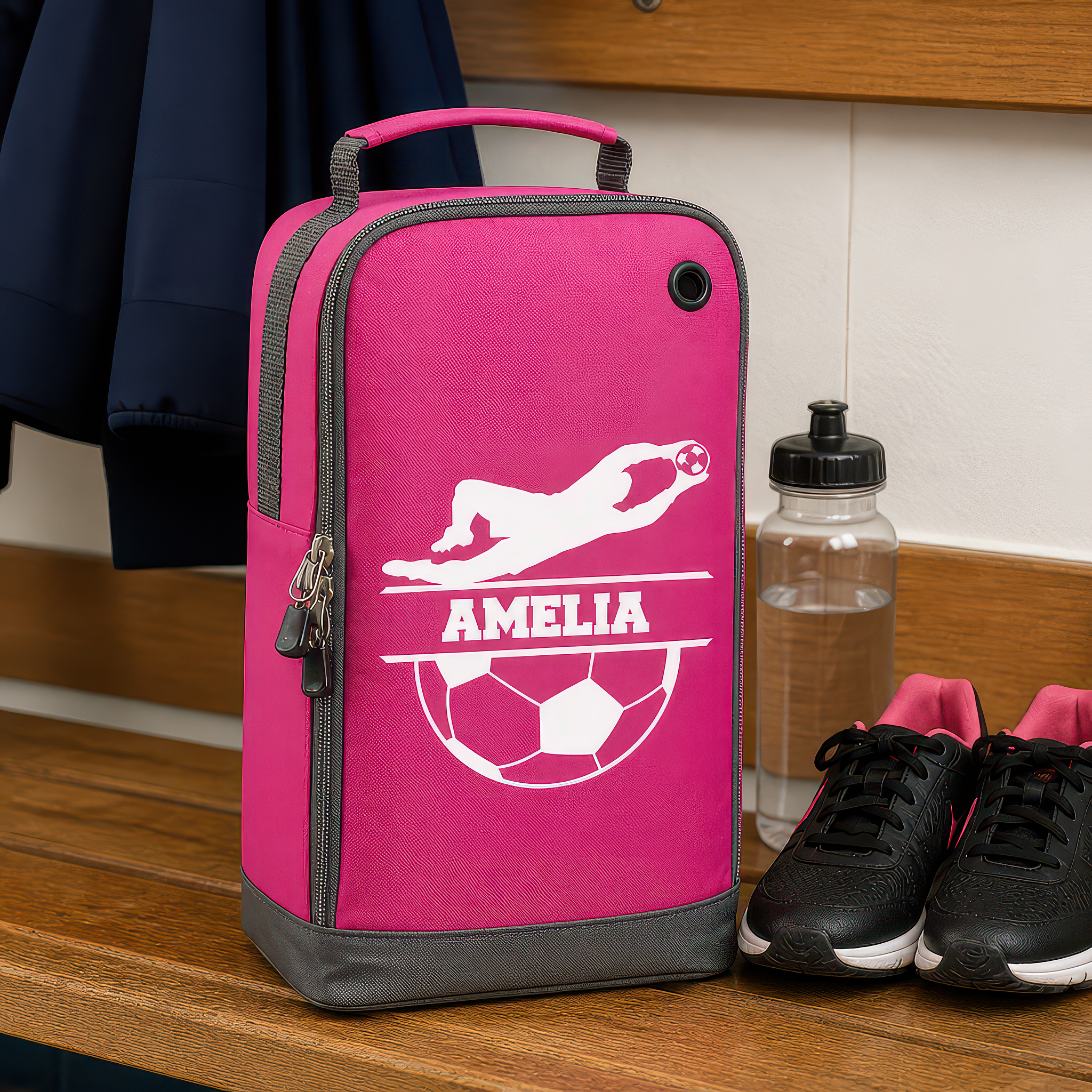 Personalised Goalkeeper Kids Boot Bag with Name - Pink - alternative view