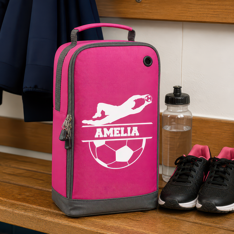 Personalised Goalkeeper Kids Boot Bag with Name - Pink - alternative view