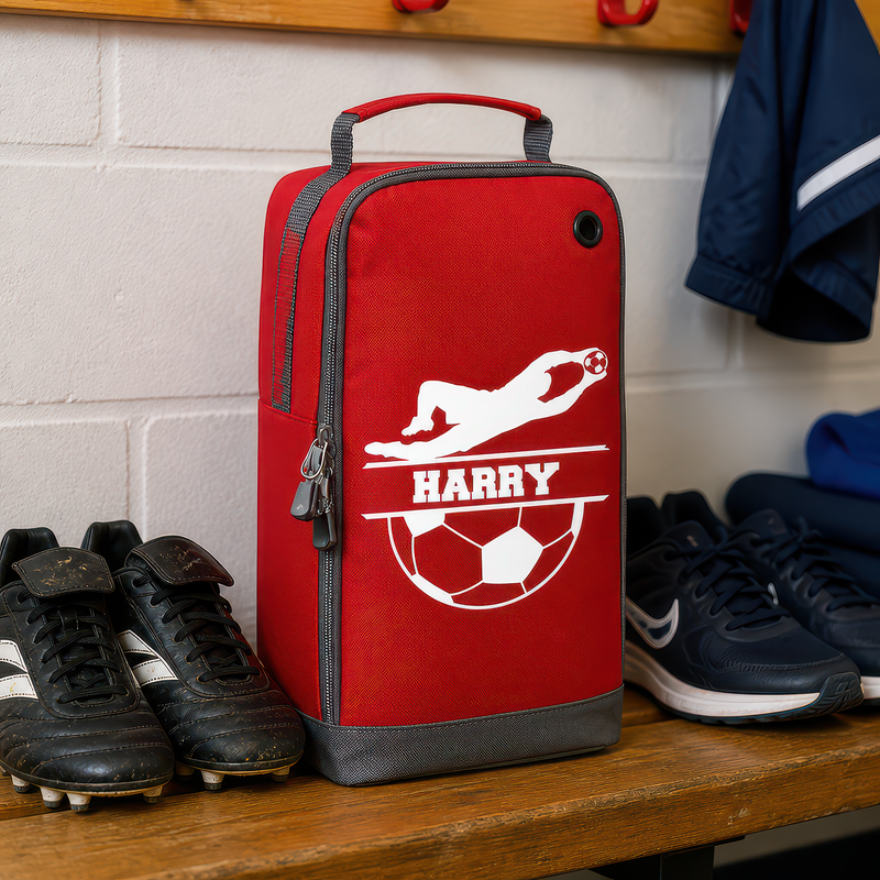 Personalised Goalkeeper Kids Boot Bag with Name - Red - alternative view