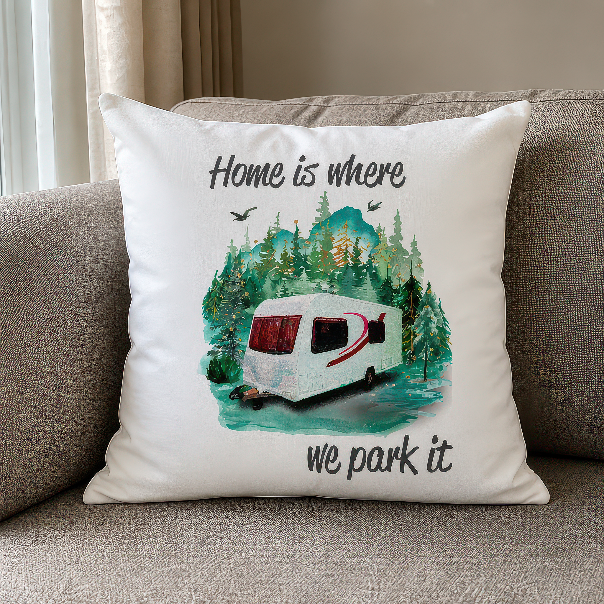 Home Is Where We Park It Caravan Cushion