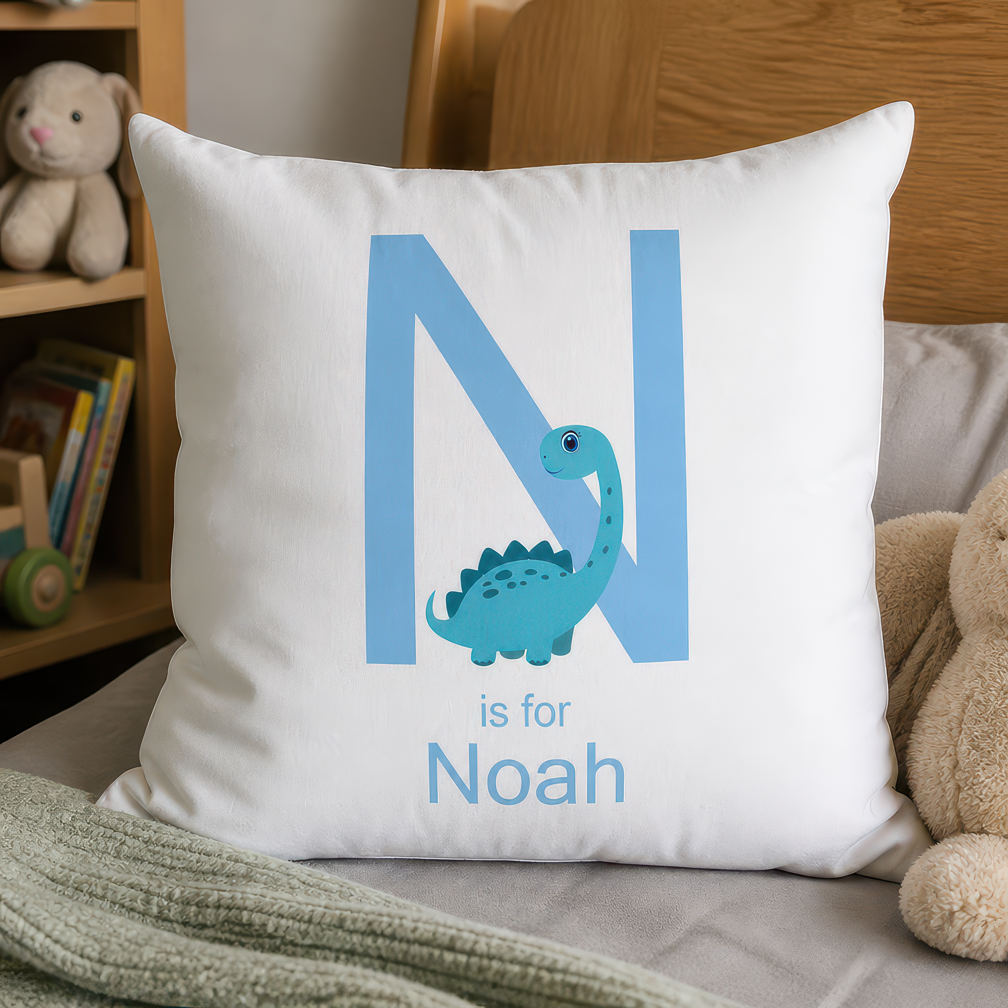 Personalised Dinosaur Cushion with Name