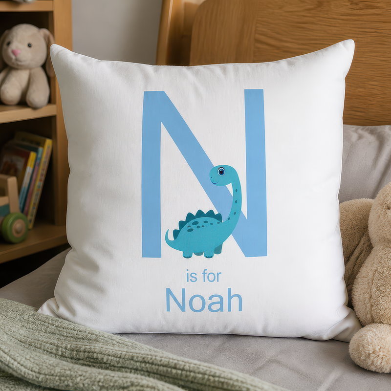Personalised Dinosaur Cushion with Name