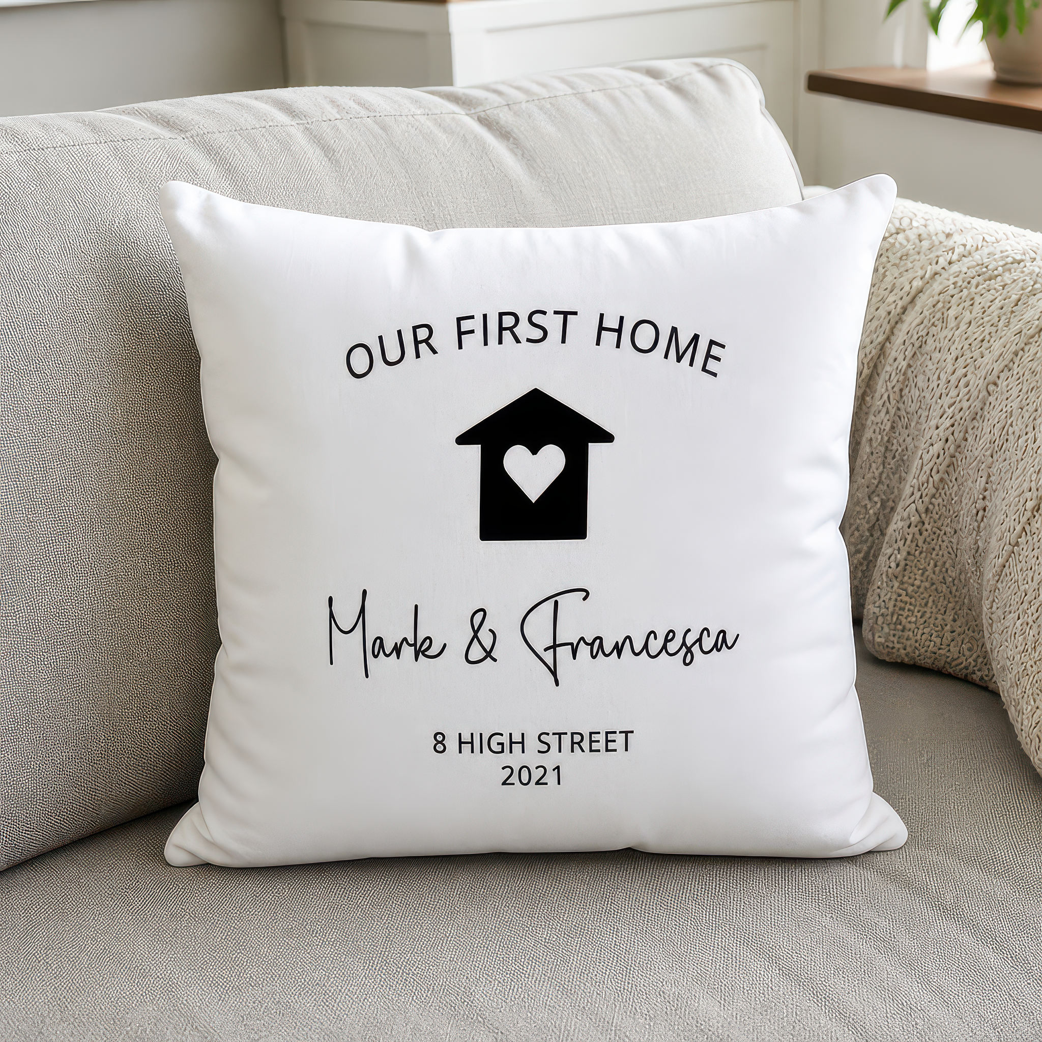 Personalised First Home Heart Cushion