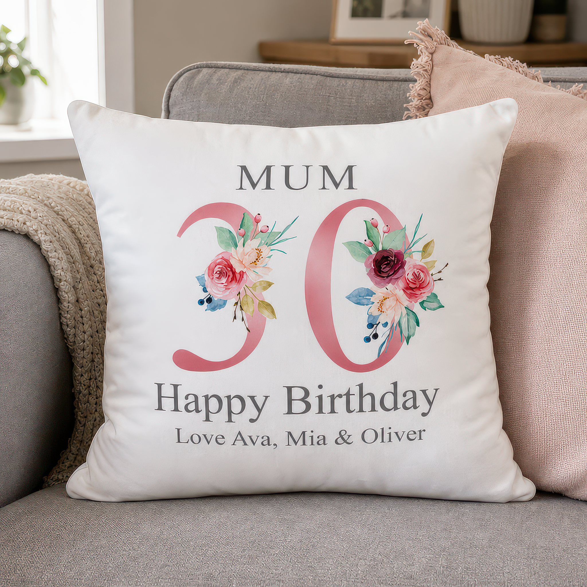 Personalised Mum 30th Birthday Cushion with Names - alternative view