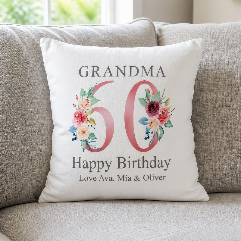 Personalised Nanny 60th Birthday Cushion with Names