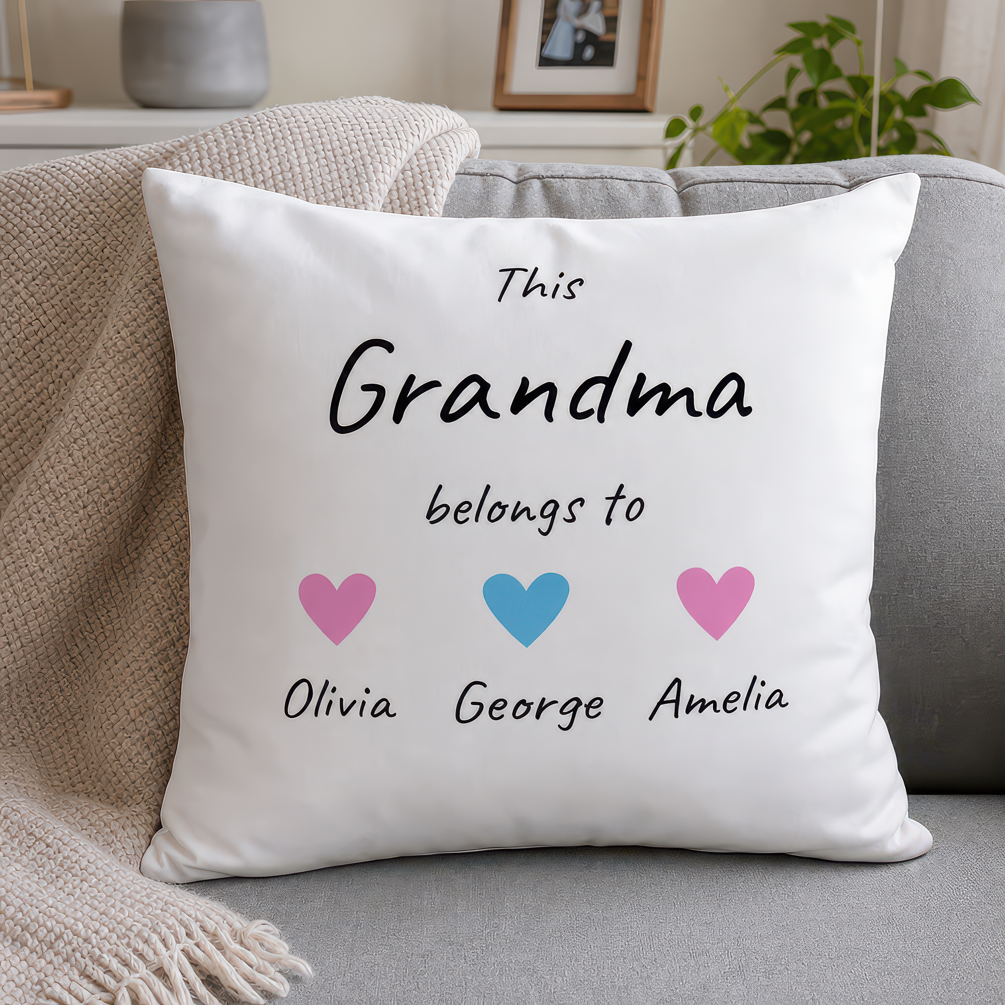 Personalised This Grandma Belongs To Cushion Cover with Names - alternative view