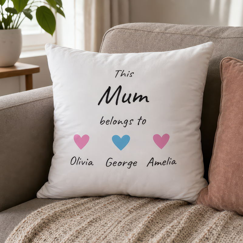 Personalised This Mum Belongs To Cushion with Names - alternative view