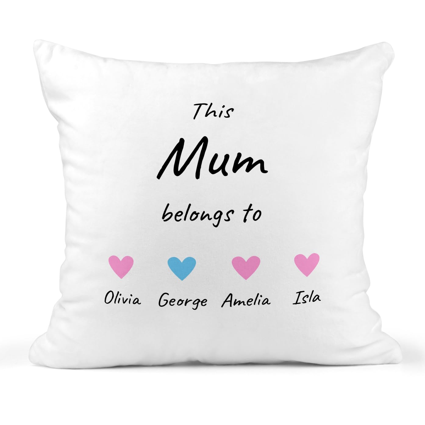 Personalised This Mum Belongs To Cushion with Names