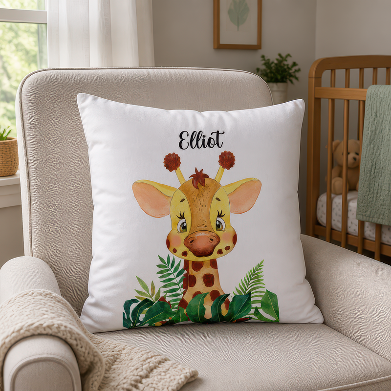 Personalised Giraffe Cushion with Name