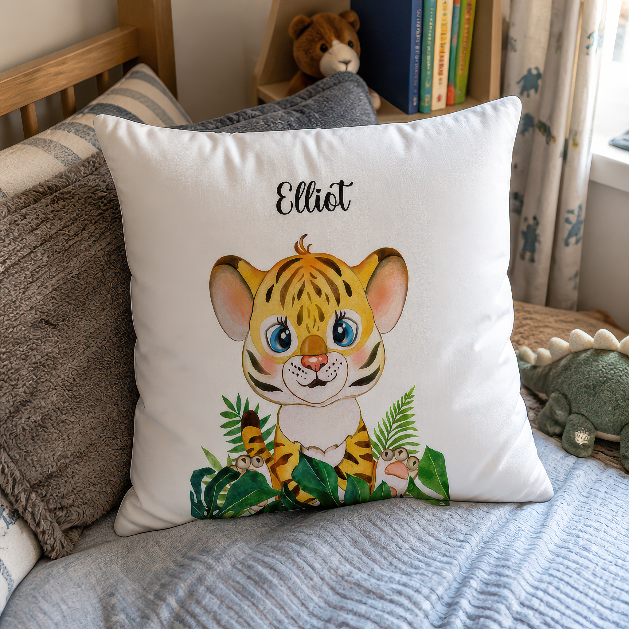 Personalised Tiger Cushion with Name