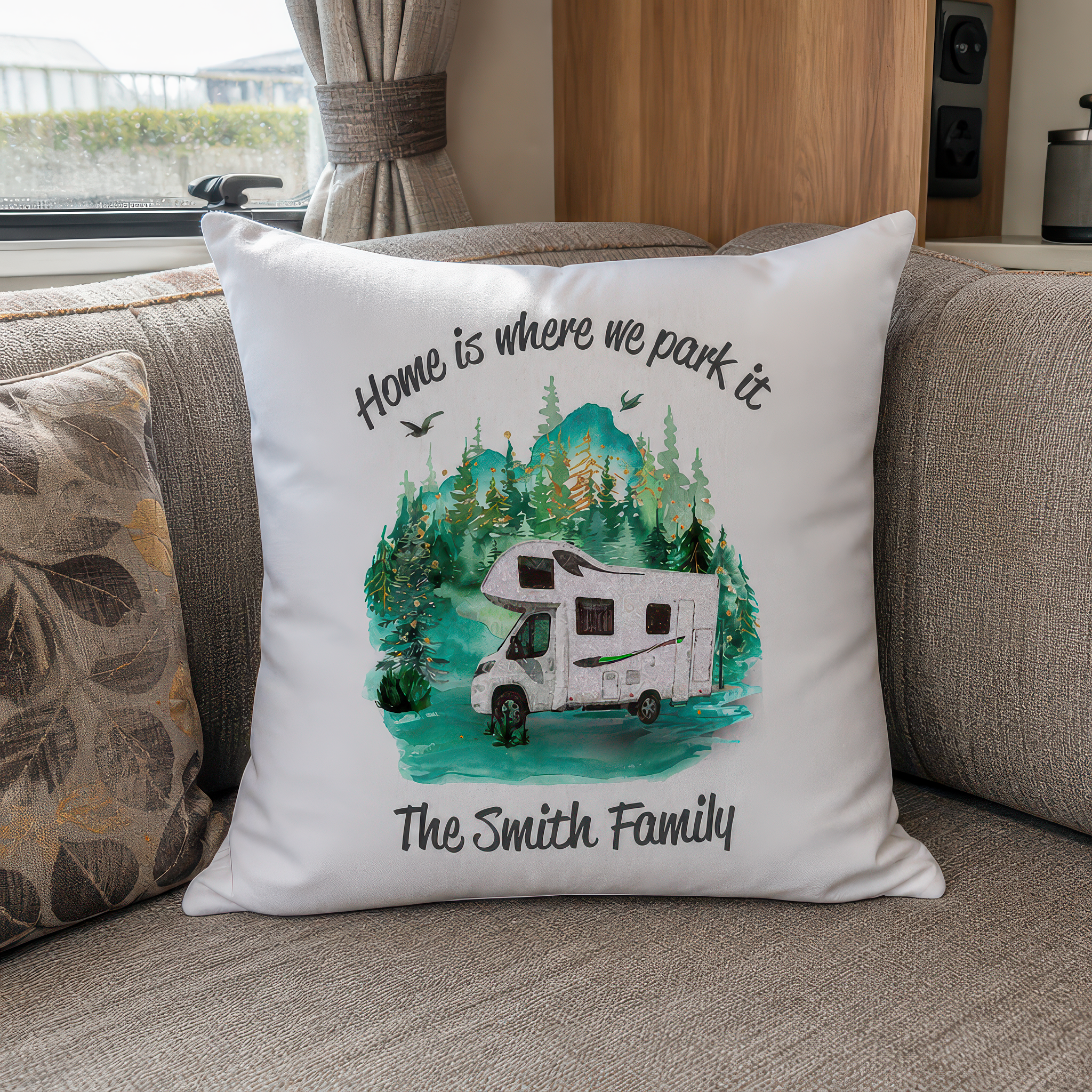 Personalised Home Is Where We Park It Cushion