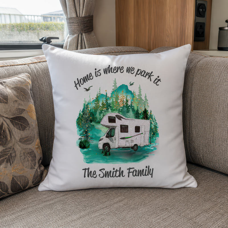 Personalised Home Is Where We Park It Cushion