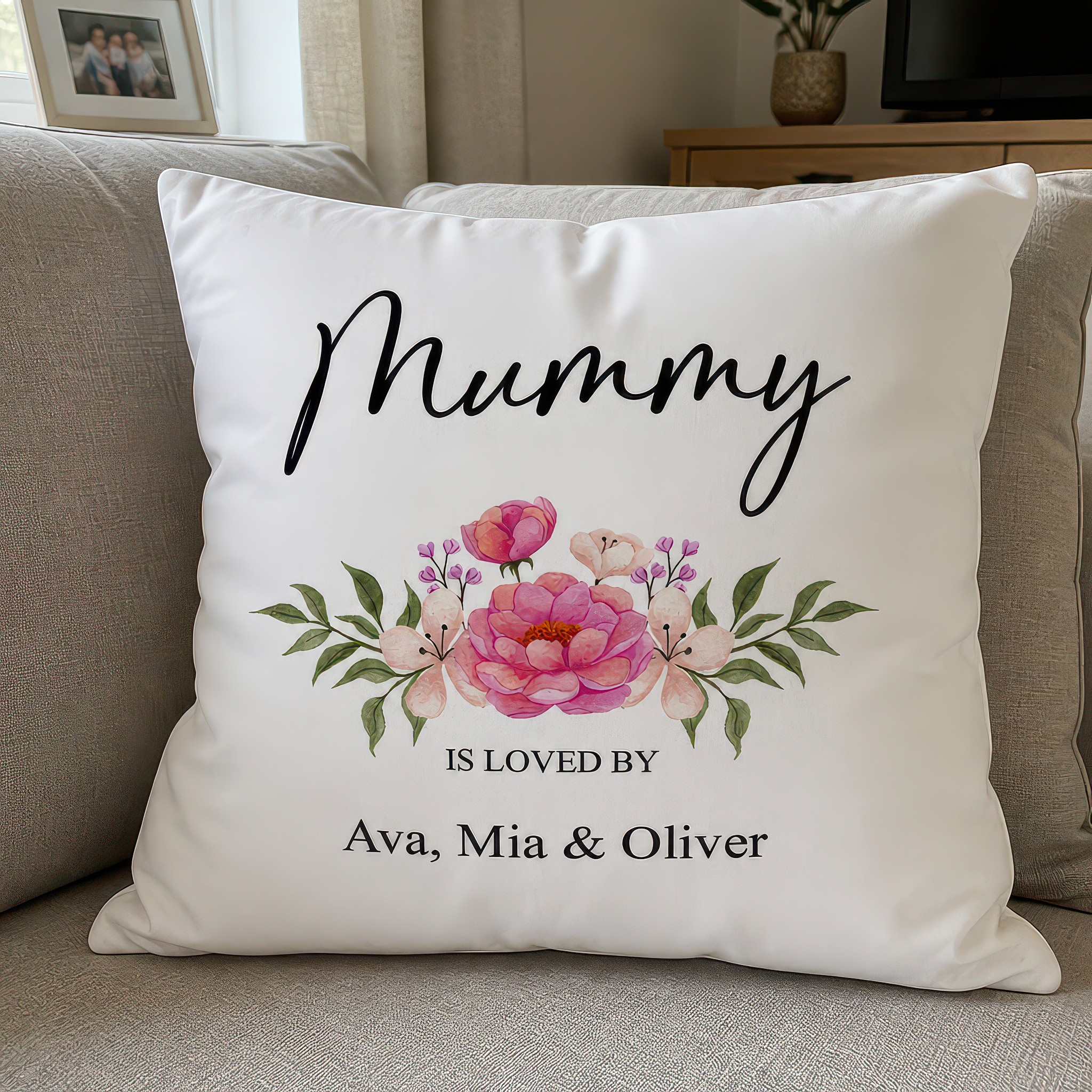 Personalised Mummy Is Loved by Cushion