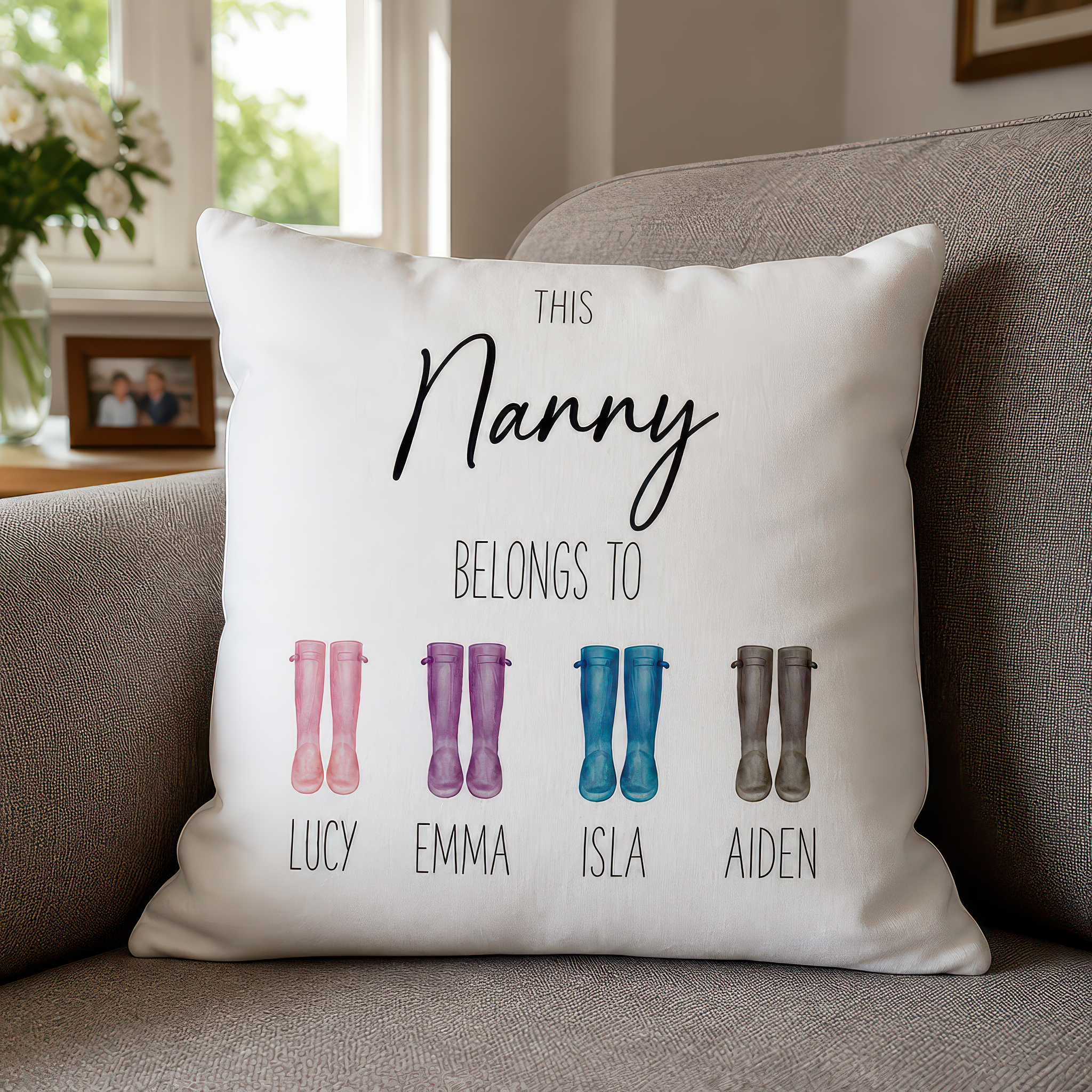 Personalised Nanny Belongs to Cushion with Name