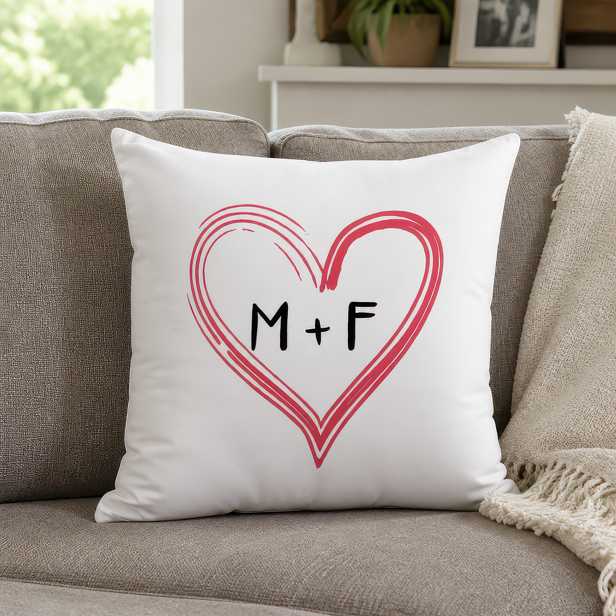 Personalised Couples Initials Heart Cushion