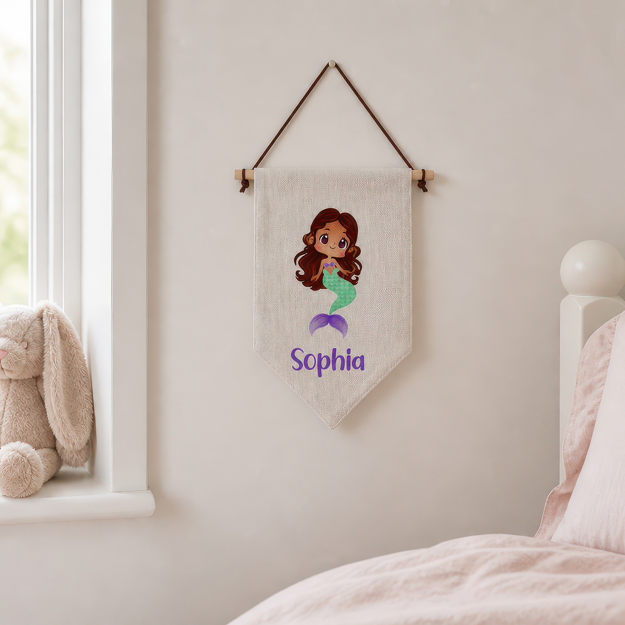 Personalised Mermaid Linen Flag
