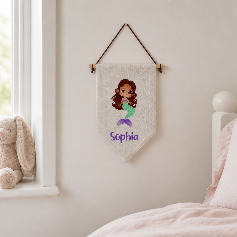 Personalised Mermaid Linen Flag