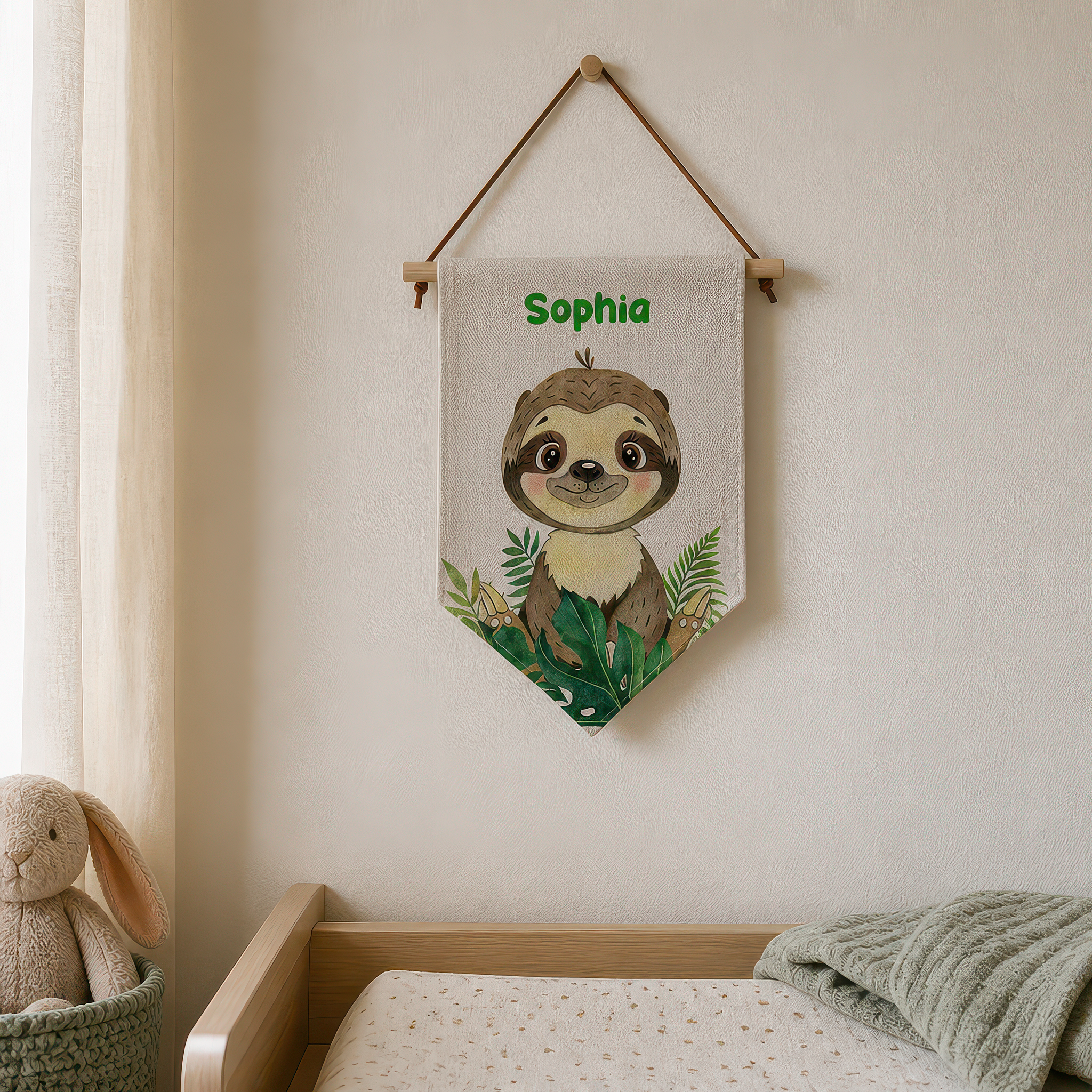Personalised Sloth Linen Flag