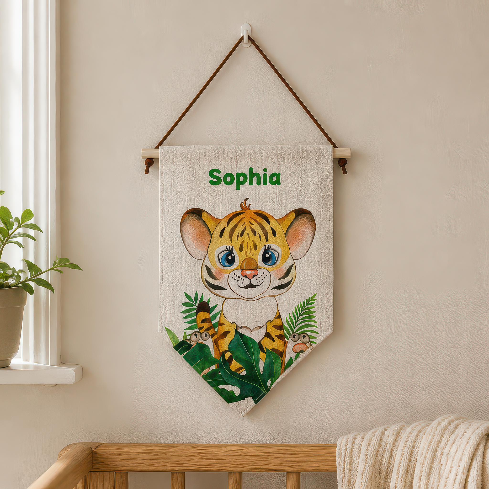 Personalised Tiger Linen Flag