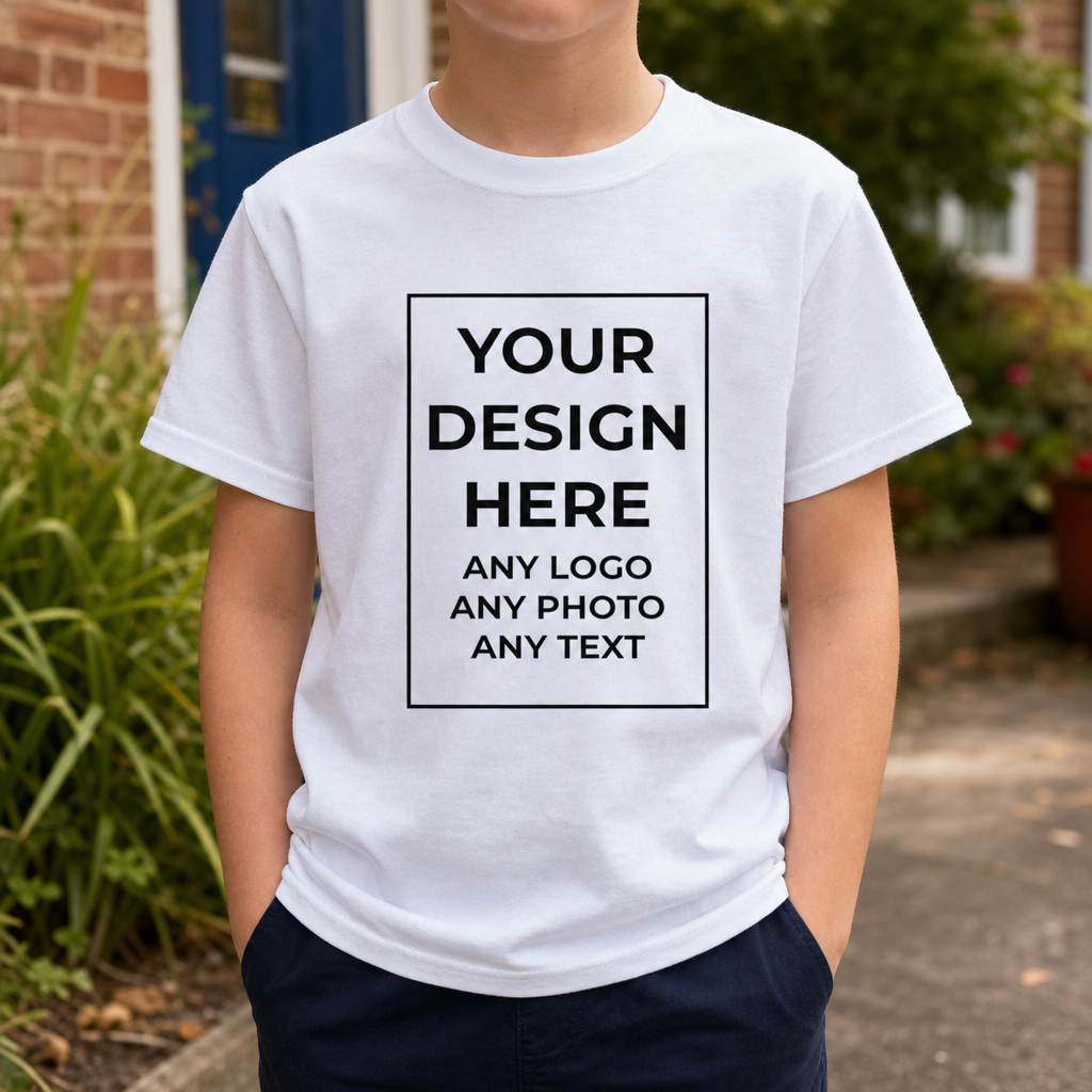Personalised White T-Shirt with Logo or Artwork Gift