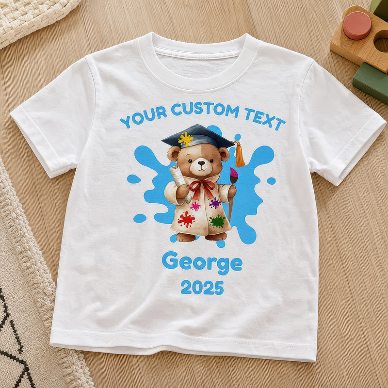 Personalised Pink or Blue Teddy T-shirt with Name - alternative view