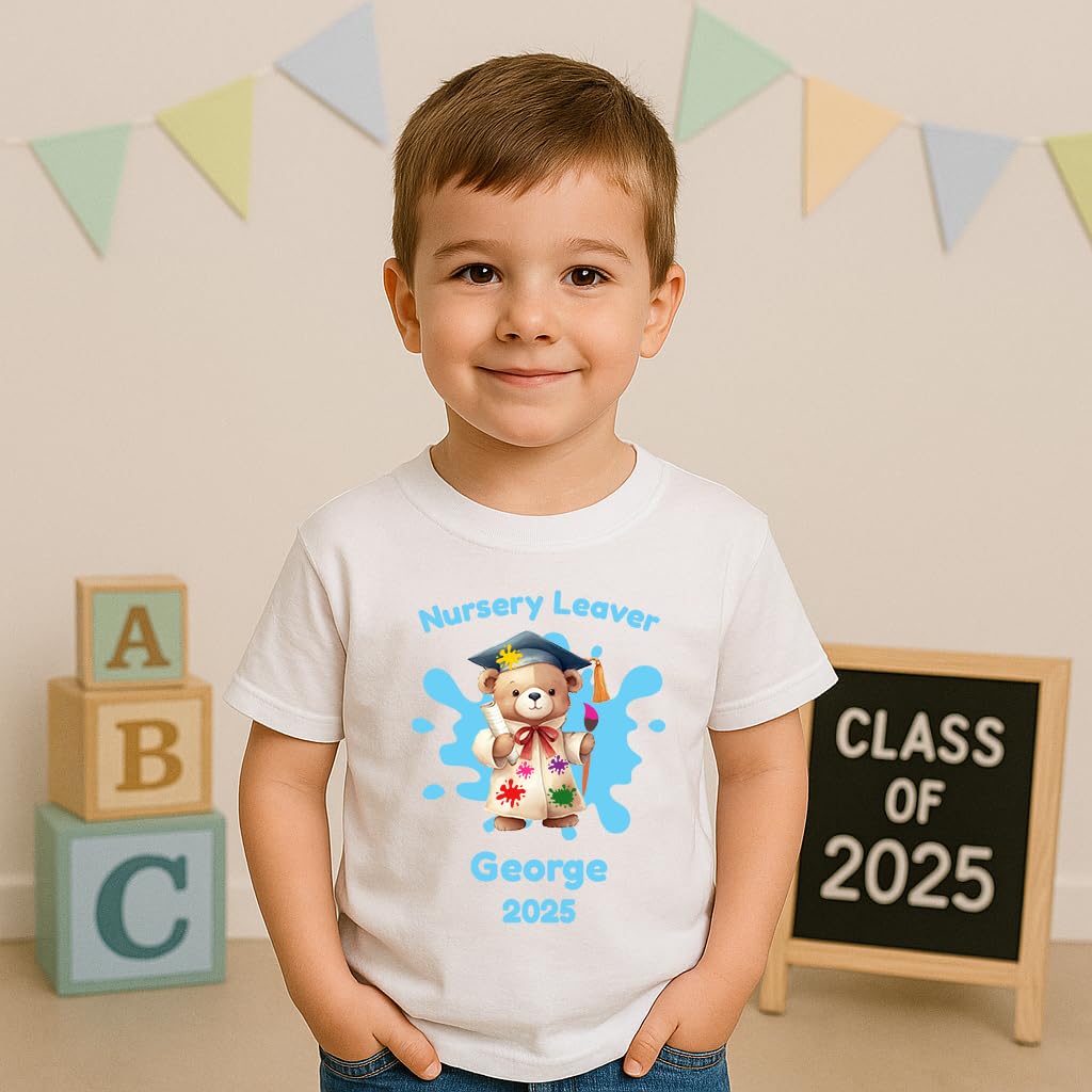 Personalised Pink or Blue Teddy T-shirt with Name