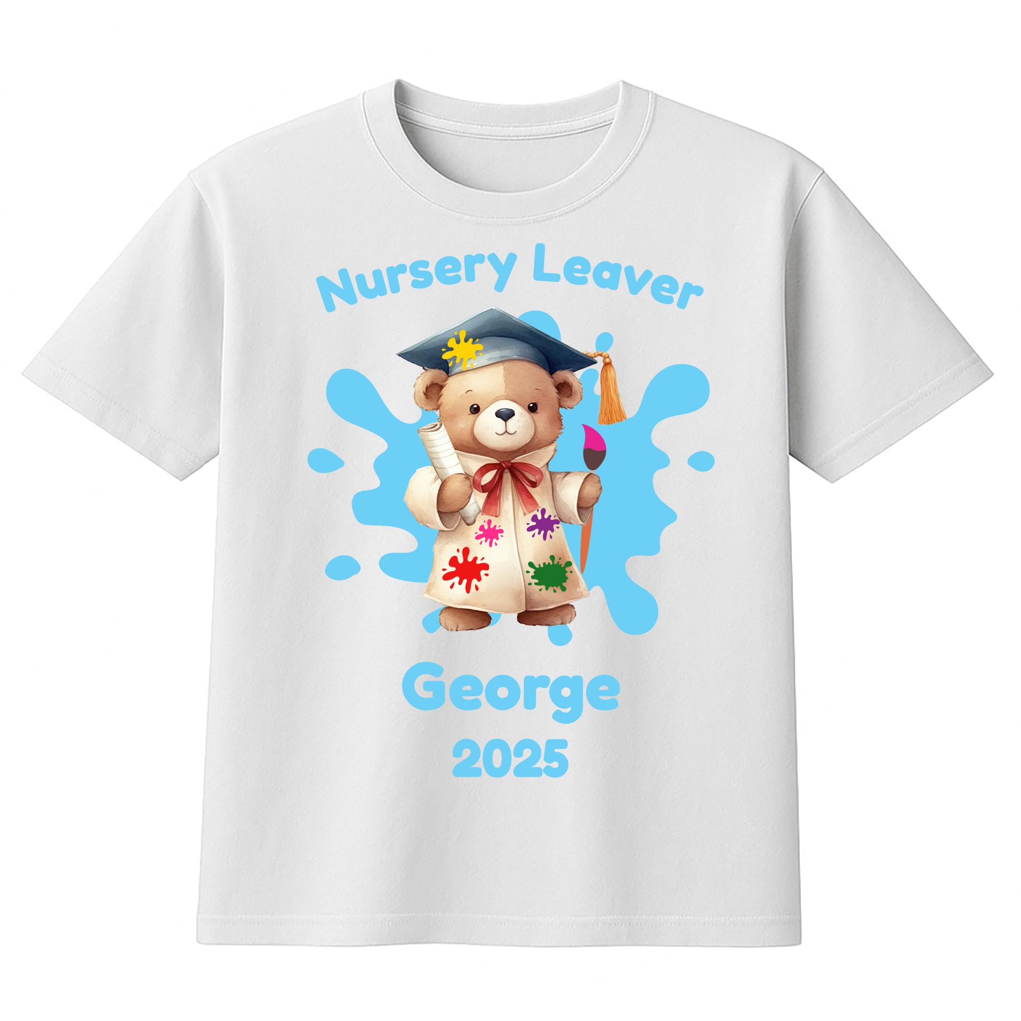 Personalised Pink or Blue Teddy T-shirt with Name