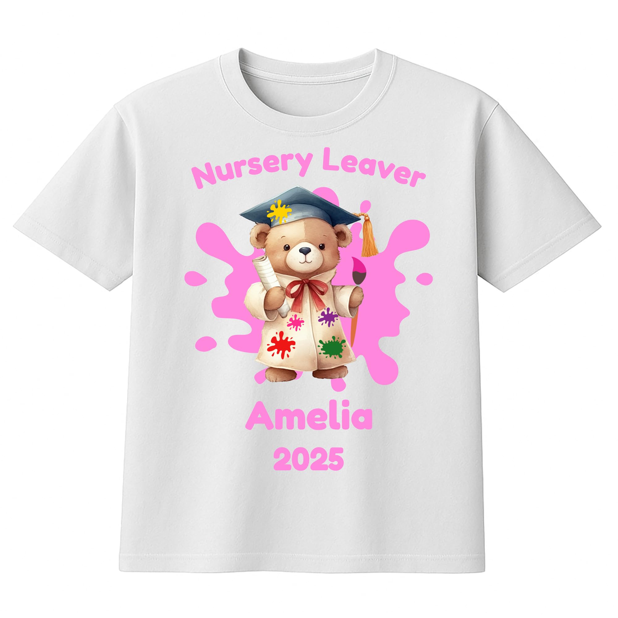 Personalised Pink or Blue Teddy T-shirt with Name - 3 Years