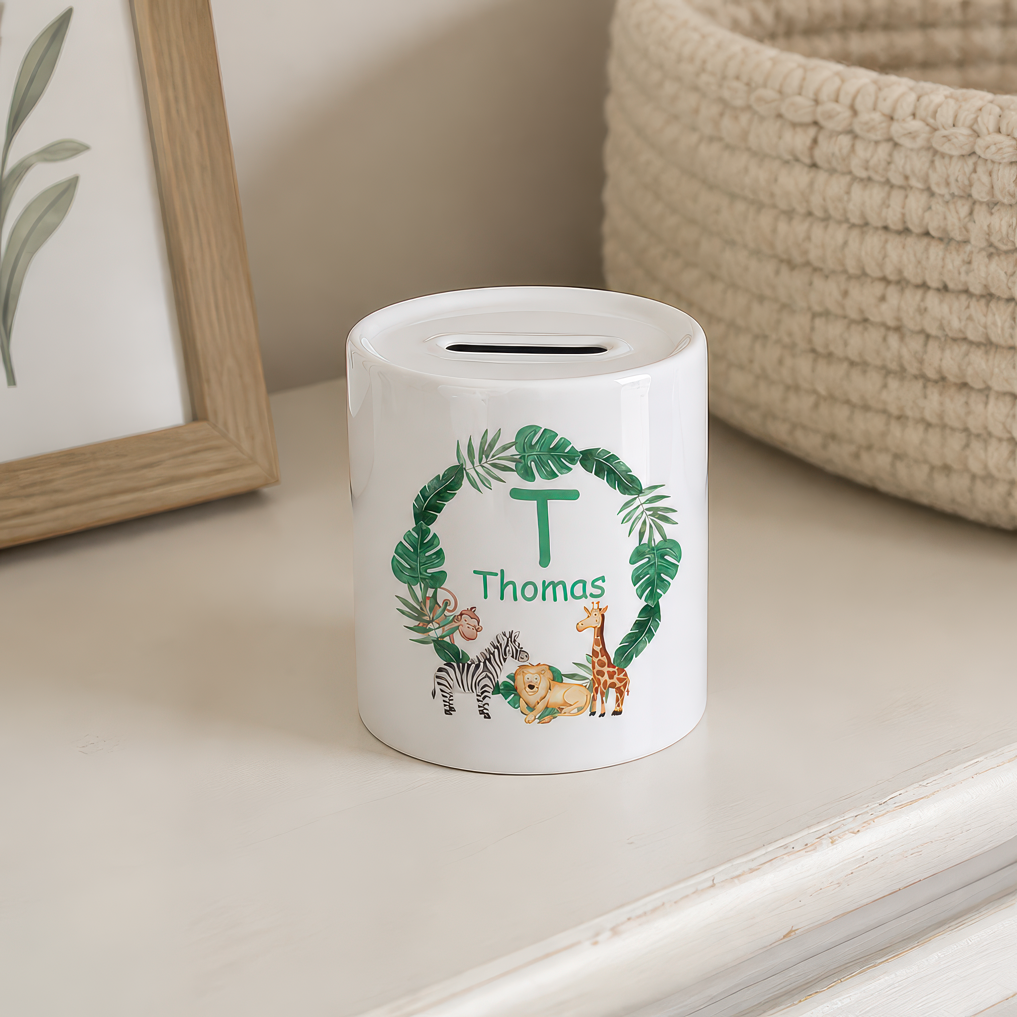 Personalised Jungle Initial Money Box