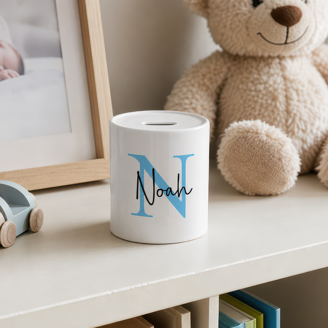 Personalised Initial Money Box with Name - alternative view